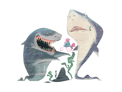 Sharks cartoon characterdesign draw illustration