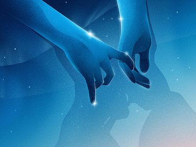 Finger tips aurora blue book bookcover fingers gradient hands illustration love night romance