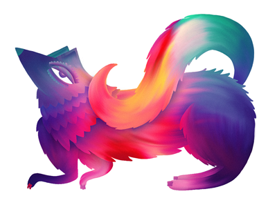 Gazing fox illustration animal digital fox gradient magical mammal paint photoshop rainbow story