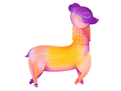 Carefree alpaca alpaca carefree character digital gradient illustration yellow