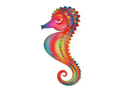 The Spicy Seahorse animal aqua bright character creature digital gradient illustration rainbow seahorse spicy vibrant