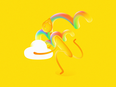 It's a double rainbow! carry character clouds digital digital 2d double rainbow exciting gradient hurry illustration love paint photoshop rainbow run yellow