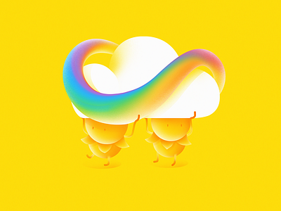 Carry on adventure best friends carry character clouds digital friends gradient illustration photoshop rainbow two yellow