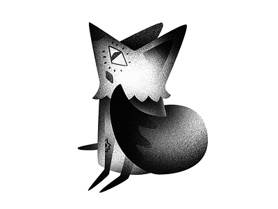 Stargazing fox animal black white character digital fox gazing gradient illustration noise photoshop