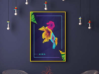 Animals Colorful Line Wall Art