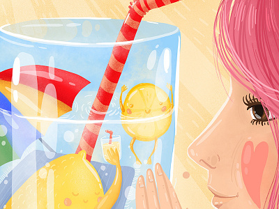 Lemonade mood artist beach cute girl illustration illustrator lemon lemonade summer sun sweet water