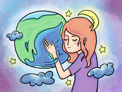 The love of the planet art artist balance cute girl illustration illustrator love planet sketch summer sweet
