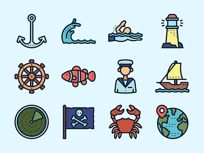 Marine icon sets icon icons illustration marine nautical ocean sea