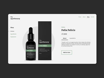 The Apothecary app clean concept design harry potter interface minimal product shop simple store ui uiux user experience user interface ux web web design website