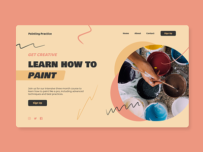 Learn how to Paint bright clean company concept design home homepage interface landing page learn lines minimal paint product shapes simple web web design website yellow