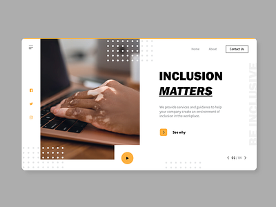 Inclusion Matters clean company concept design home homepage inclusion interface landing page minimal modern product simple ui uiux ux web web design website yellow