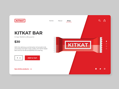 Kit Kat packaging redesign candy chocolate clean concept design ecommerce kitkat minimal modern online packaging product red shop simple store ui ux web design website