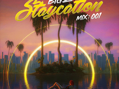 Staycation Mix - Album Art 3d album art c4d cinema 4d cover art edm music octane