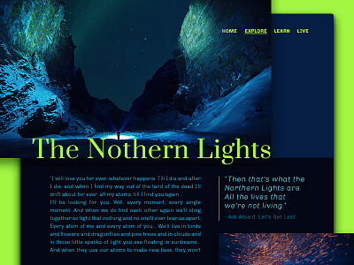 The Nothern Lights dribbble page ui website