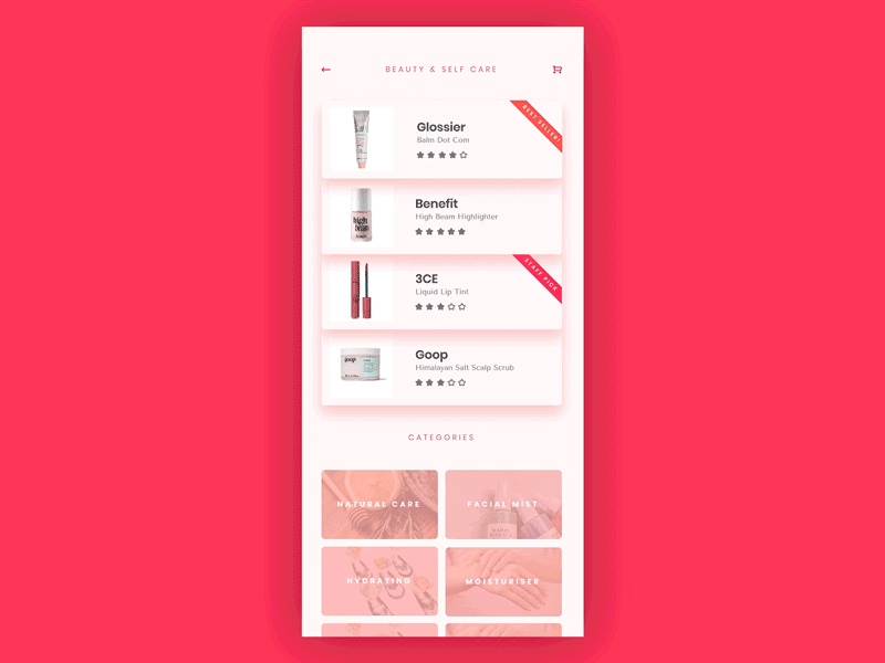 Shopping Card interaction interaction animation interaction ui ux design ui 100day ui 100 concept cosmetic shopping app card animation
