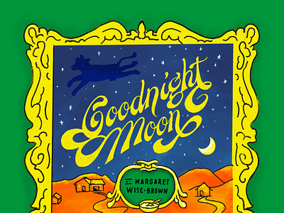 Goodnight Moon book cover childrens book digital illustration ipad lettering procreate wip