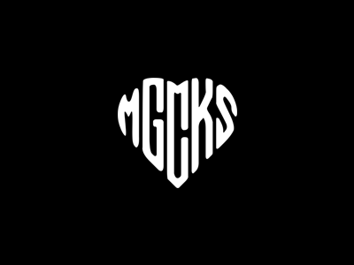 MGCKS black and white heart heart logo logo mgcks typography logo