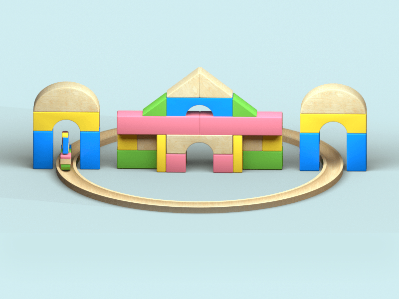 Building Blocks 3d 3d animation building blocks colors loop toy train wood