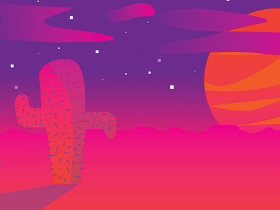 High Desert adobe cactus certified desert freehand futuristic illustrated illustration nevada night pink