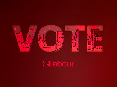 For the Many, Not the Few. campaign illustration labour paper paper cut politics print print design red