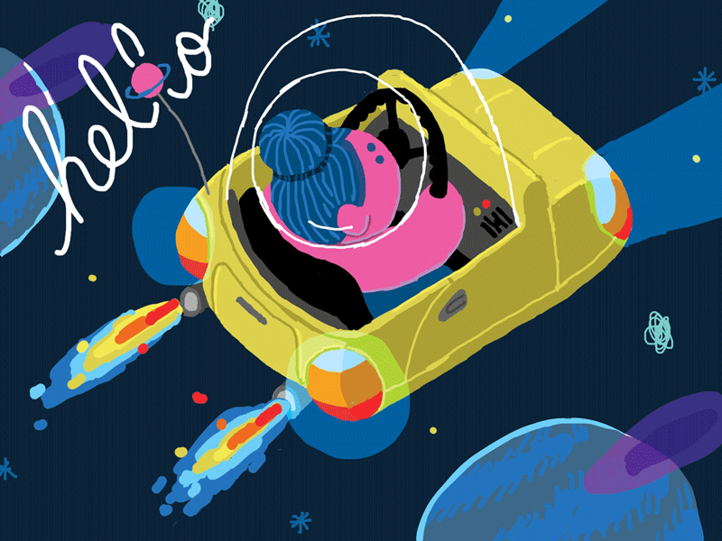 Hello from across the galaxy! adobe photoshop animation character design gif hand lettering illustration