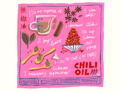 Chili Oil Recipe chilioil foodillustration gouache illustratedrecipe illustration recipe