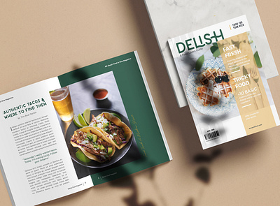 Delish Food Magazine branding clean design color design food and drink foodie icon logo minimalism simple tasty typography