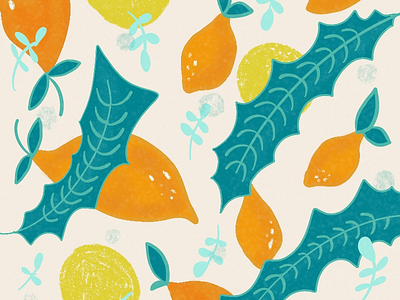 Sweet Tangerines colorful design flat fruit illustration illustration leaves pattern procreate refreshing simple summer tangerine tangerines textures vector