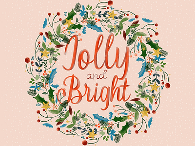 Jolly & Bright cheer christmas christmas wreath holidays illustration procreate