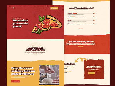 Retro Pizza 60 delicious delivery delivery service fastfood food homepage order pizza retro service tasty ui website yummy