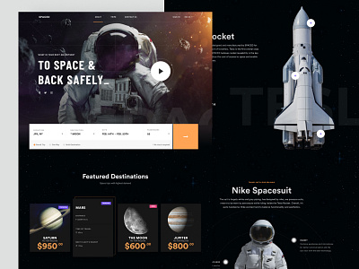 SPACED - Homepage dark design homepage moon sci fi space spaced spacedchallenge travel ui universe