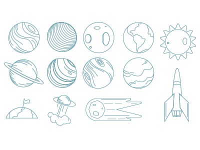 Space Icons design dribbble hello icon illustration illustrator lineart planets space