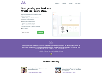 Selz Landing Page