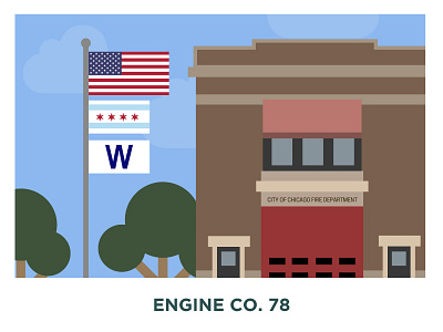 Engine Co. 78 baseball chicago cubs flat graphic design mlb