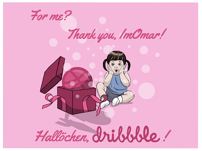 Hallöchen, dribbble! baby debut deutsch drawing gift hallöchen hello illustration invite