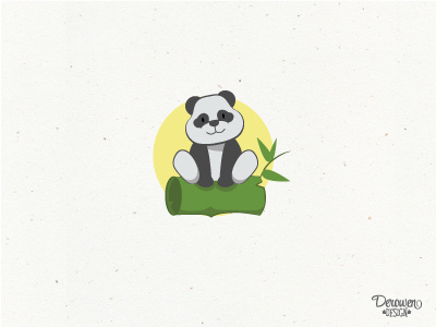 Playful panda on bamboo log animal baby bamboo children cute illustration kids logo mascotte panda pet