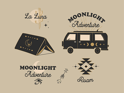 Moonlight adventure atx badge design design graphic design illustrator moon travel