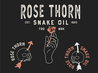 Rose Thorn atx design graphic design logo rose skull type