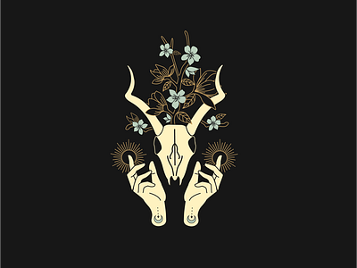 Floral Animal Skull alchemy atx badge design branding design freelance graphic design illustration illustrator logo logos mysticism skullart vector art