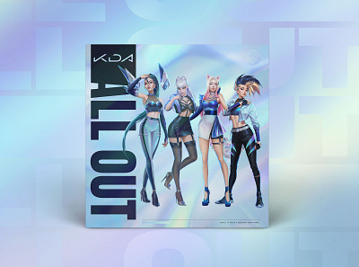 K/DA "ALL OUT" EP advertising album cover albumcoverart all out animated brand branding campaign design design kda leagueoflegends marketing music typography vector