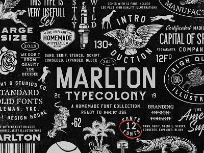 Marlton Font Collection badge font font bundle illustration logo logotype typeface