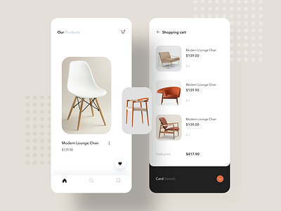 Furniture shopping App app card chair commodity design flat list price shop ui