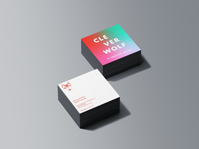 Clever Wolf Business Cards adobe illustrator brand identity branding business card design identity design logo mockup typography