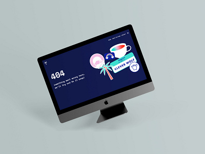 Clever Wolf Website 404 brand identity branding flat icon logo mockup typography ui ux web