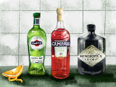 Let's Make a Negroni branding cocktail conceptual design digital illustrator food foodie illustration ipad procreate