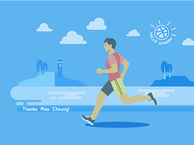 Hello Dribbble fitness illustration running