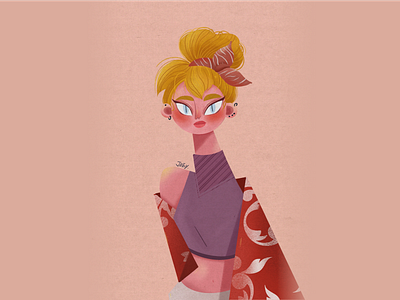 a fashionable girl illustration ipad