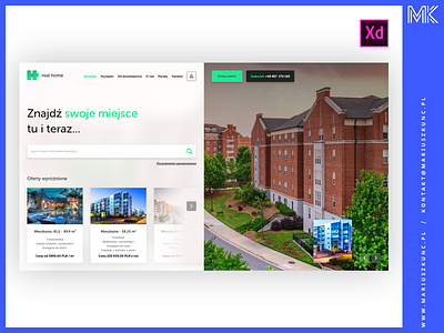 Biuro nieruchomości / Adobe XD branding design homepage layout mariuszkunc ui ui design ux web webdesign xd design