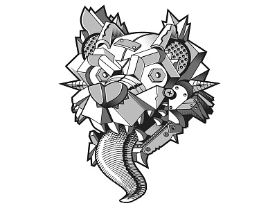 Mecha Lone Wolf drawing illustration mascot mecha robot vector wolf