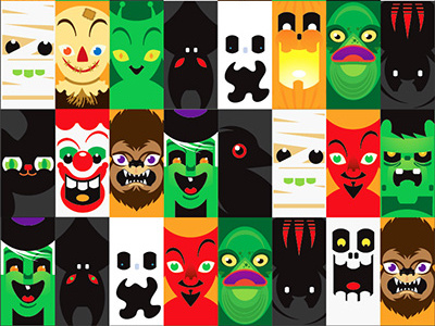 Faces of Halloween costumes halloween masks monsters